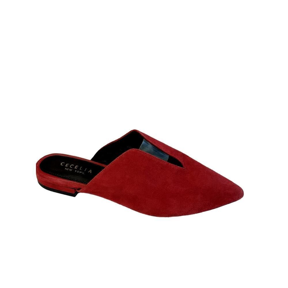 CECELIA NEW YORK Women's Moxy Suede Leather Flat Mule/Slides Shoes Red Size 7.5